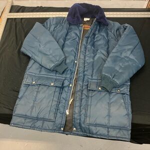 Walls Blue Insulated Jacket Plush Collar vintage made in USA workwear